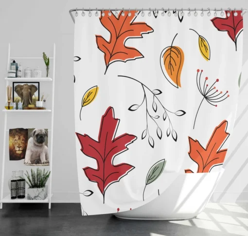 Hand Drawn Oak Leaves Shower Curtain