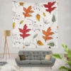 Hand Drawn Oak Leaves Wall Tapestry