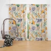 Hand Drawn Pattern with Orange Little Flowers Curtain