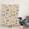 Hand Drawn Pattern with Orange Little Flowers Fleece Blanket