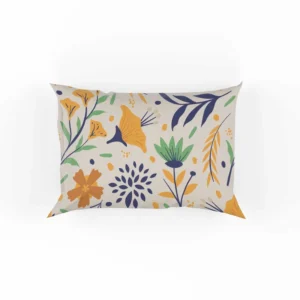 Hand Drawn Pattern with Orange Little Flowers Pillow Case