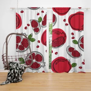 Hand Drawn Pomegranate Curtain