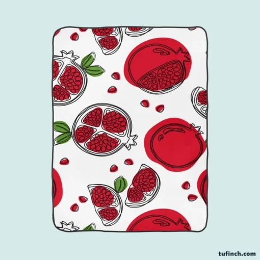 Hand Drawn Pomegranate Fleece Blanket 1