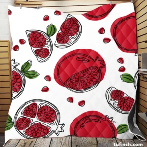 Hand Drawn Pomegranate Quilt Blanket