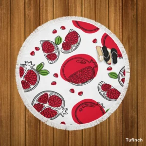 Hand Drawn Pomegranate Round Beach Towel