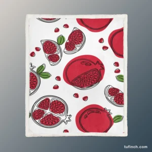 Hand Drawn Pomegranate Sherpa Fleece Blanket 1