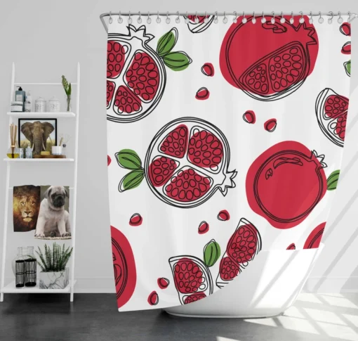 Hand Drawn Pomegranate Shower Curtain