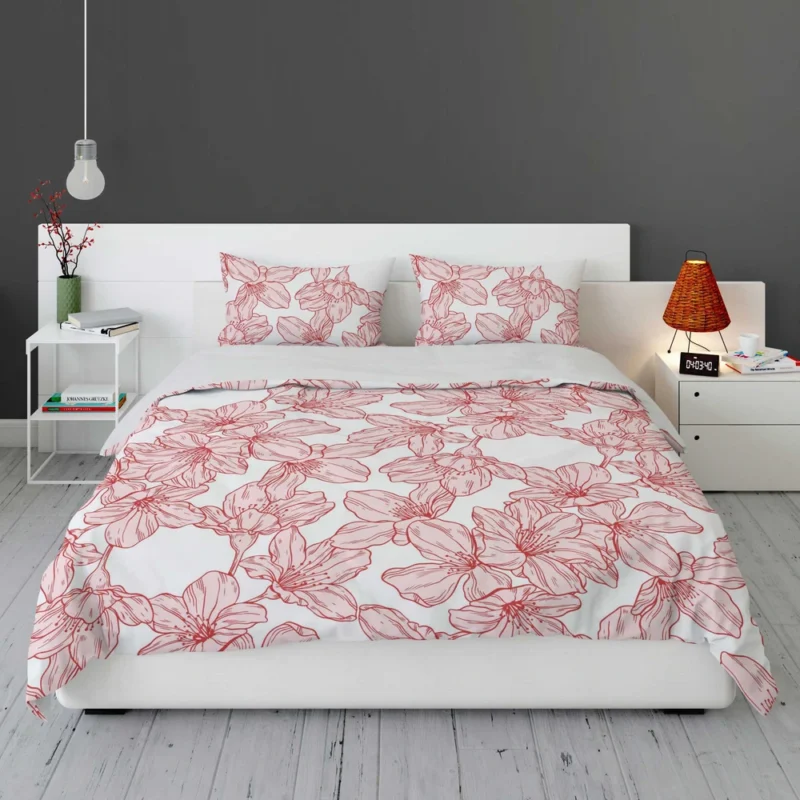 Hand Drawn Pressed Flowers Print Bedding Set 1