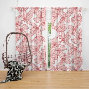 Hand Drawn Pressed Flowers Print Curtain