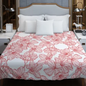 Hand Drawn Pressed Flowers Print Duvet Cover