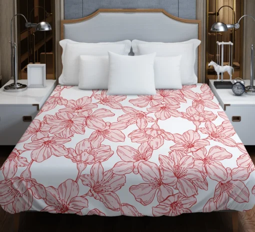 Hand Drawn Pressed Flowers Print Duvet Cover