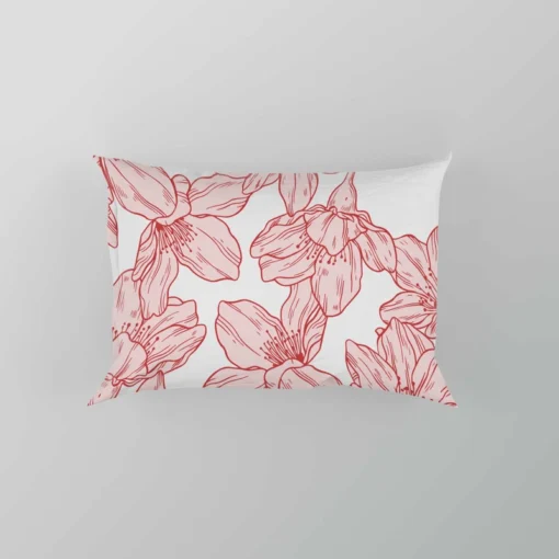 Hand Drawn Pressed Flowers Print Pillow Case