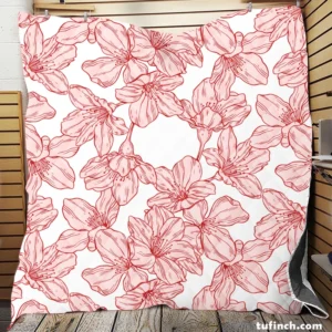 Hand Drawn Pressed Flowers Print Quilt Blanket