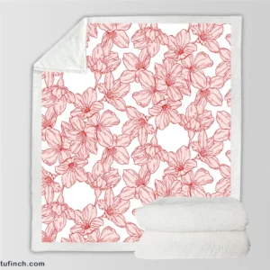 Hand Drawn Pressed Flowers Print Sherpa Fleece Blanket