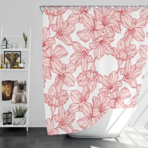 Hand Drawn Pressed Flowers Print Shower Curtain