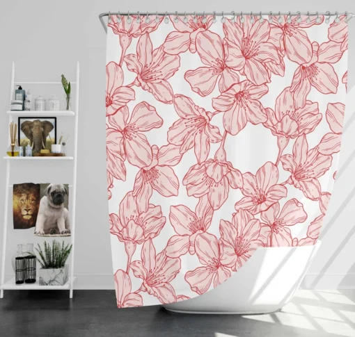 Hand Drawn Pressed Flowers Print Shower Curtain