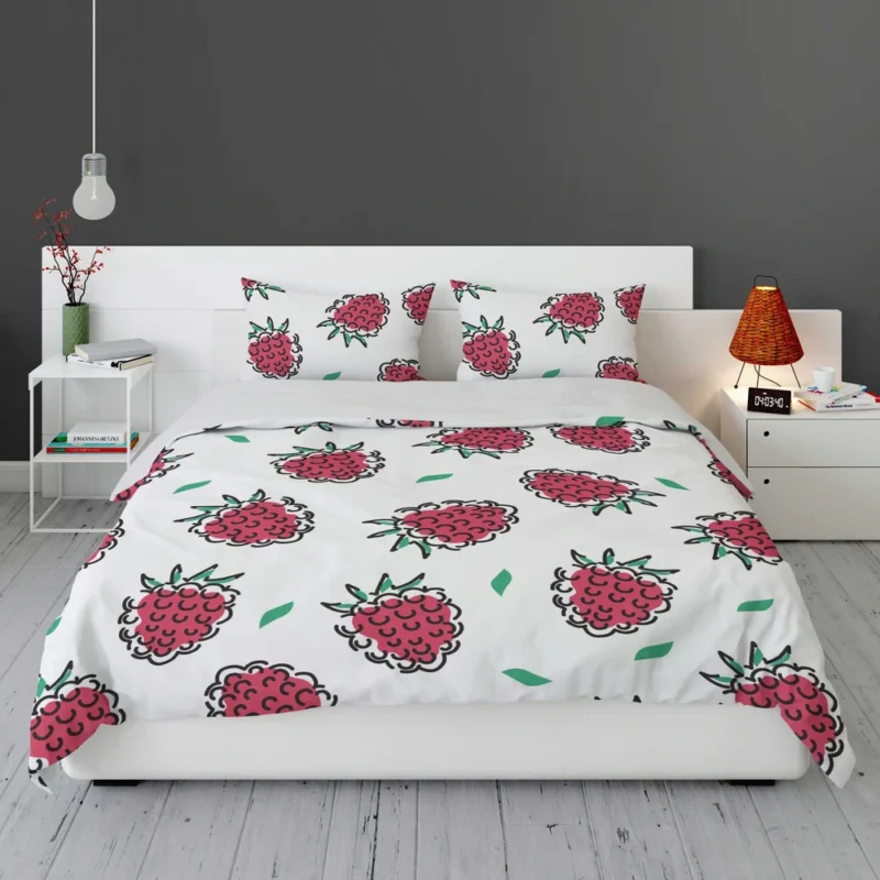 Hand Drawn Raspberry Bedding Set 1