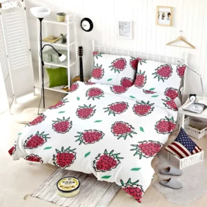 Hand Drawn Raspberry Bedding Set