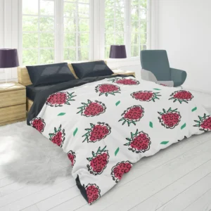 Hand Drawn Raspberry Duvet Cover 1