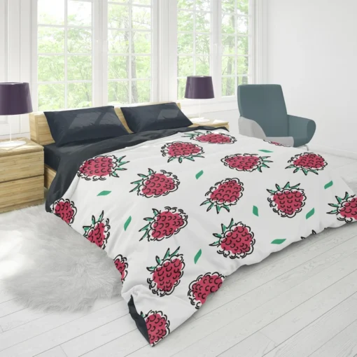 Hand Drawn Raspberry Duvet Cover 1