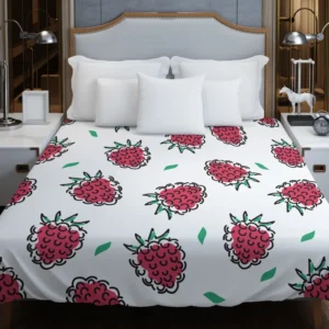 Hand Drawn Raspberry Duvet Cover