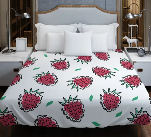 Hand Drawn Raspberry Duvet Cover