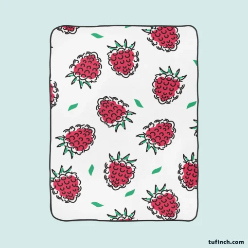 Hand Drawn Raspberry Fleece Blanket 1