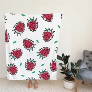 Hand Drawn Raspberry Fleece Blanket