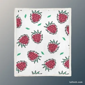 Hand Drawn Raspberry Sherpa Fleece Blanket 1