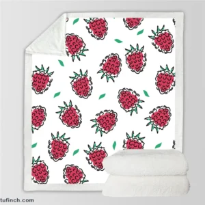 Hand Drawn Raspberry Sherpa Fleece Blanket