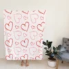 Hand Drawn Red Pink Hearts Fleece Blanket