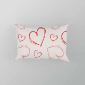 Hand Drawn Red Pink Hearts Pillow Case