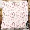 Hand Drawn Red Pink Hearts Quilt Blanket