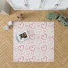 Hand Drawn Red Pink Hearts Rug