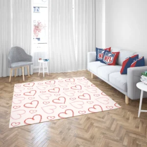 Hand Drawn Red Pink Hearts Rug 2