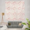 Hand Drawn Red Pink Hearts Wall Tapestry