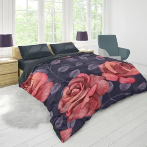 Hand Drawn Rose Flower Duvet Cover 1