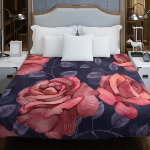 Hand Drawn Rose Flower Duvet Cover