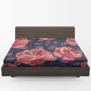 Hand Drawn Rose Flower Fitted Sheet 1