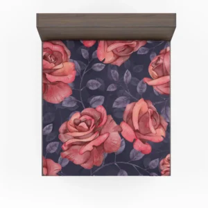 Hand Drawn Rose Flower Fitted Sheet