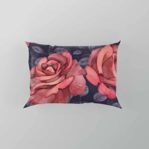 Hand Drawn Rose Flower Pillow Case