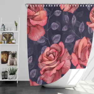 Hand Drawn Rose Flower Shower Curtain