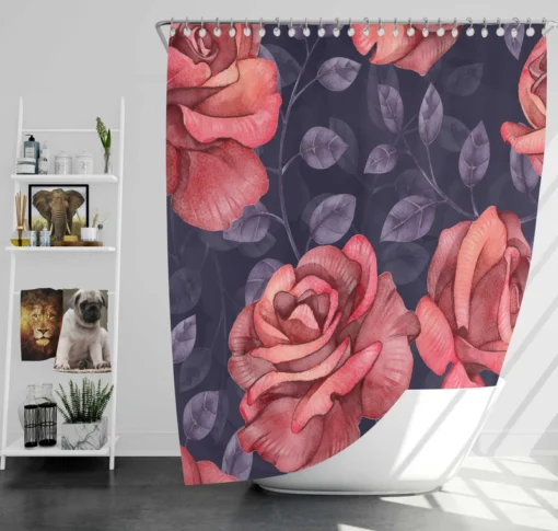 Hand Drawn Rose Flower Shower Curtain