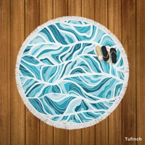 Hand Drawn Seamless Texture Design Round Beach Towel