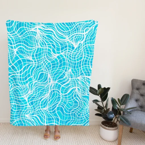 Hand Drawn Shiny Water With Ripples Fleece Blanket