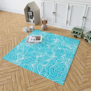 Hand Drawn Shiny Water With Ripples Rug 1