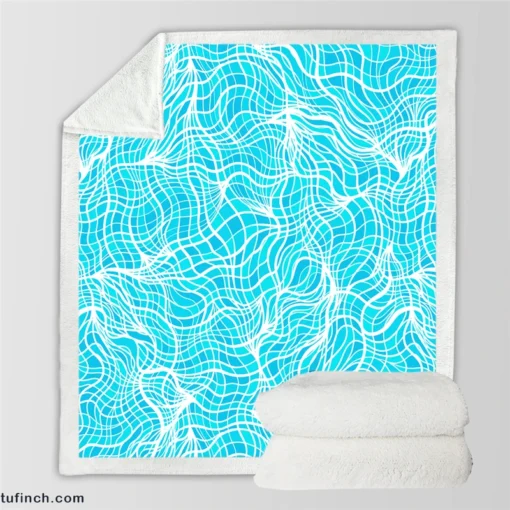 Hand Drawn Shiny Water With Ripples Sherpa Fleece Blanket