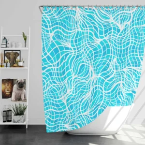 Hand Drawn Shiny Water With Ripples Shower Curtain