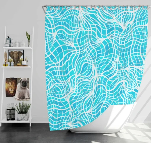 Hand Drawn Shiny Water With Ripples Shower Curtain