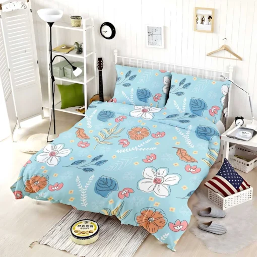 Hand Drawn Spring Floral Pattern Bedding Set